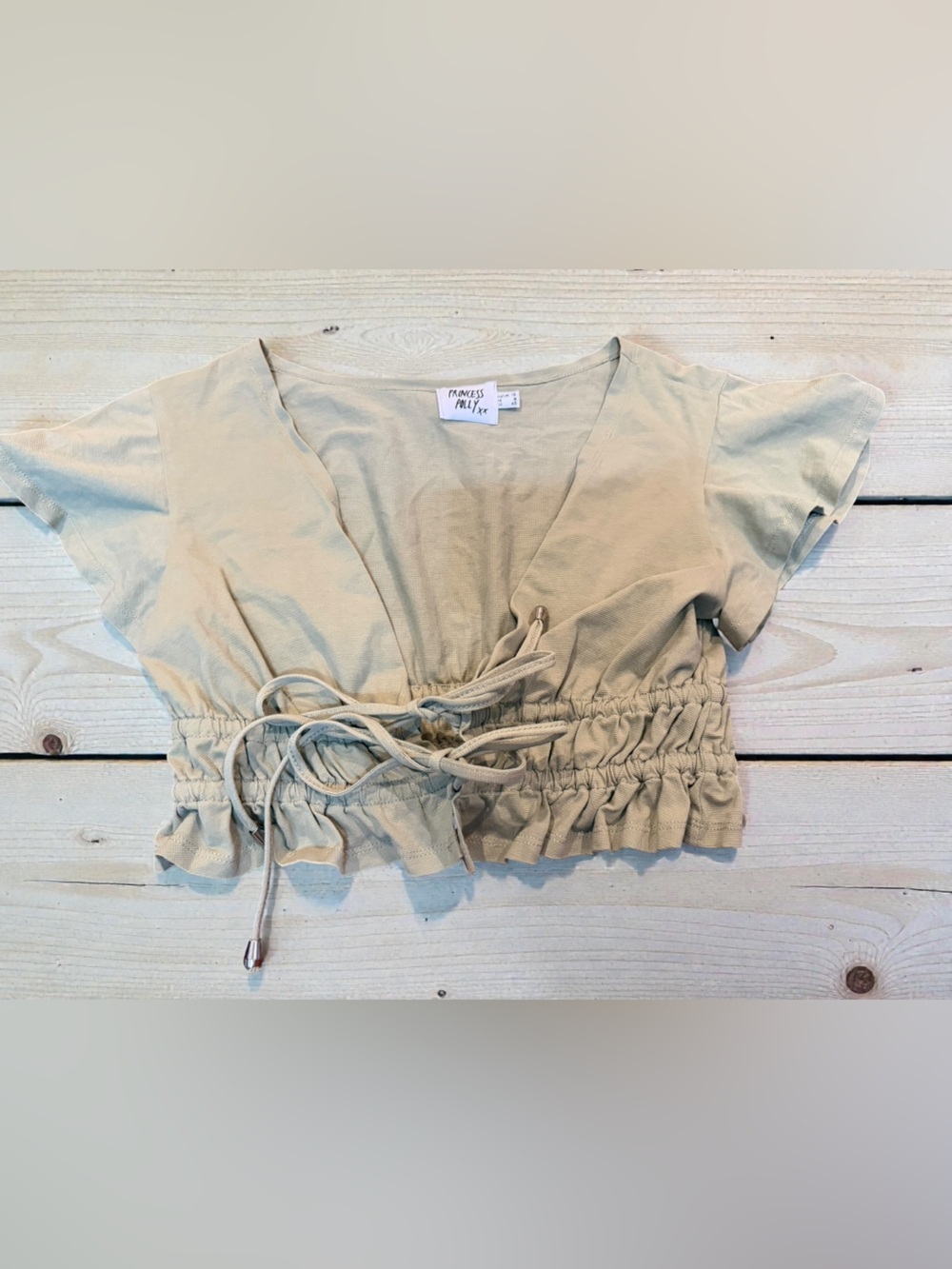 Princess Polly Beige Drawstring Crop Top